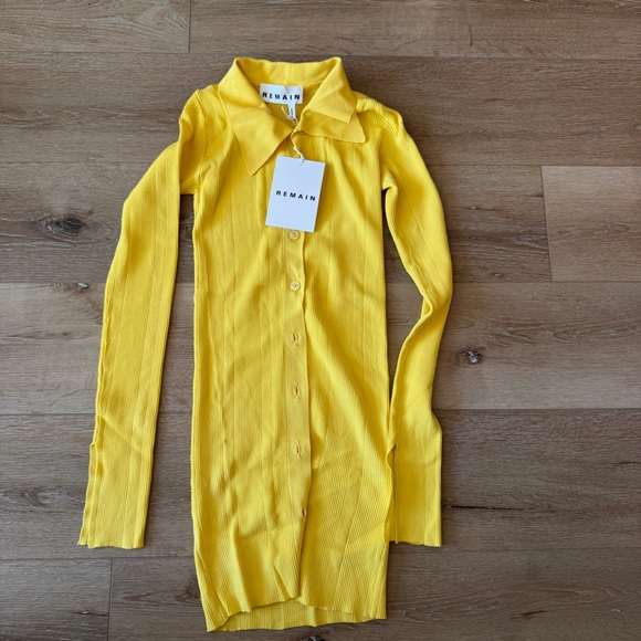 REMAIN Birger Christensen Yellow Ribbed Cardigan - Picture 4 of 10